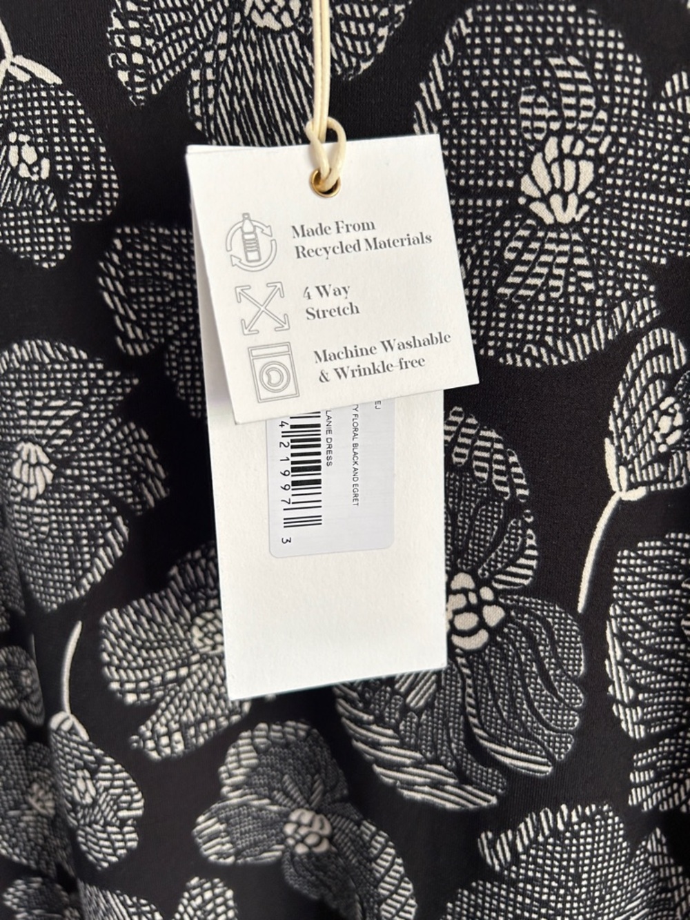 Leota Black and White Floral Long-Sleeve Scoop Neck Dress 2X - Picture 2 of 5